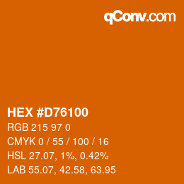颜色代码: HEX #D76100 | qconv.com