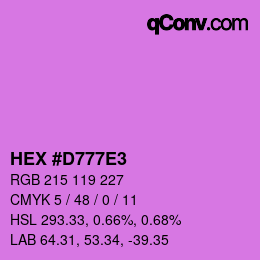 カラーコード: HEX #D777E3 | qconv.com