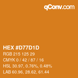 Color code: HEX #D77D1D | qconv.com