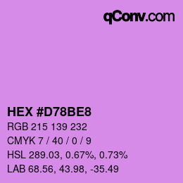 カラーコード: HEX #D78BE8 | qconv.com