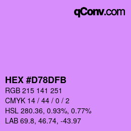 Color code: HEX #D78DFB | qconv.com