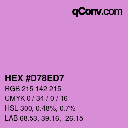 カラーコード: HEX #D78ED7 | qconv.com