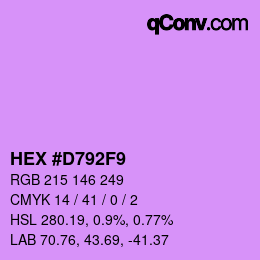 カラーコード: HEX #D792F9 | qconv.com