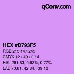 Farbcode: HEX #D793F5 | qconv.com