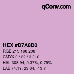 カラーコード: HEX #D7A8D0 | qconv.com