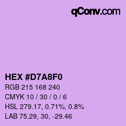 颜色代码: HEX #D7A8F0 | qconv.com
