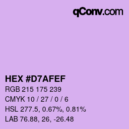 颜色代码: HEX #D7AFEF | qconv.com