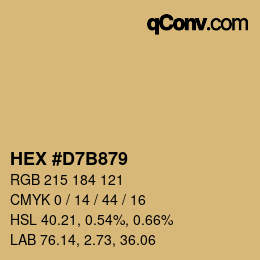 颜色代码: HEX #D7B879 | qconv.com