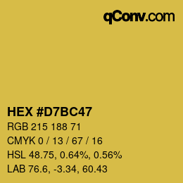 颜色代码: HEX #D7BC47 | qconv.com