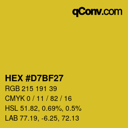 Farbcode: HEX #D7BF27 | qconv.com