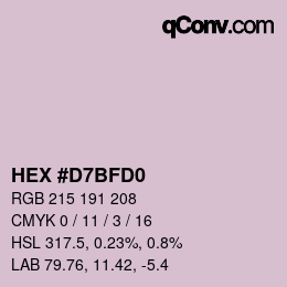 カラーコード: HEX #D7BFD0 | qconv.com
