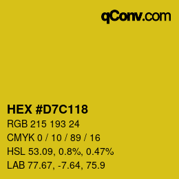 カラーコード: HEX #D7C118 | qconv.com