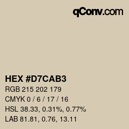 Code couleur: HEX #D7CAB3 | qconv.com