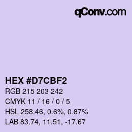 Farbcode: HEX #D7CBF2 | qconv.com