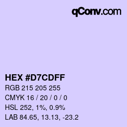 颜色代码: HEX #D7CDFF | qconv.com