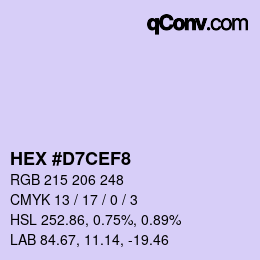 颜色代码: HEX #D7CEF8 | qconv.com