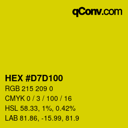 颜色代码: HEX #D7D100 | qconv.com