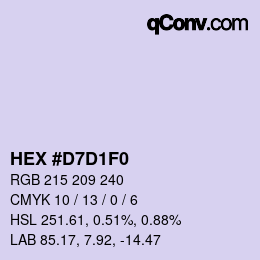 カラーコード: HEX #D7D1F0 | qconv.com