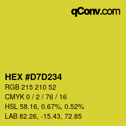 Color code: HEX #D7D234 | qconv.com