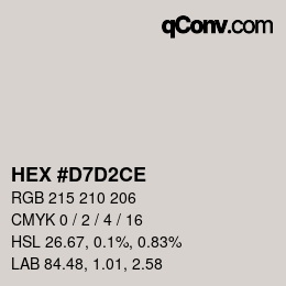 カラーコード: HEX #D7D2CE | qconv.com