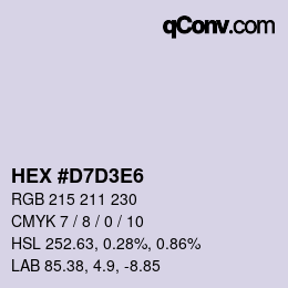 Color code: HEX #D7D3E6 | qconv.com