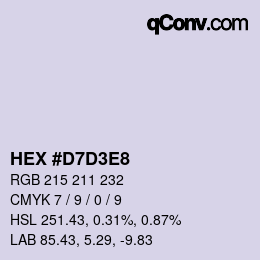 Color code: HEX #D7D3E8 | qconv.com