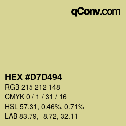 カラーコード: HEX #D7D494 | qconv.com