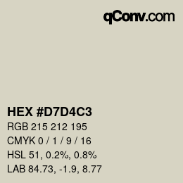 颜色代码: HEX #D7D4C3 | qconv.com