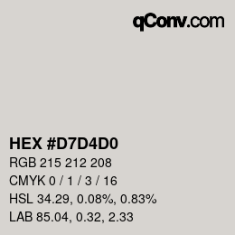颜色代码: HEX #D7D4D0 | qconv.com