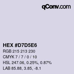 Code couleur: HEX #D7D5E6 | qconv.com