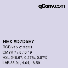 颜色代码: HEX #D7D5E7 | qconv.com