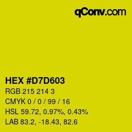 Color code: HEX #D7D603 | qconv.com