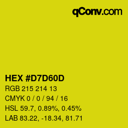 Color code: HEX #D7D60D | qconv.com