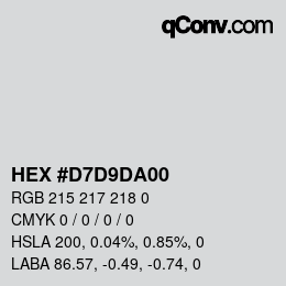 Farbcode: HEX #D7D9DA00 | qconv.com