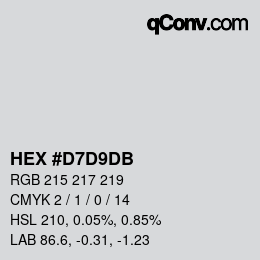 颜色代码: HEX #D7D9DB | qconv.com