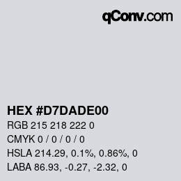 Color code: HEX #D7DADE00 | qconv.com
