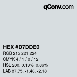 颜色代码: HEX #D7DDE0 | qconv.com