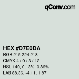 カラーコード: HEX #D7E0DA | qconv.com