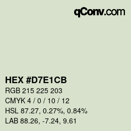颜色代码: HEX #D7E1CB | qconv.com