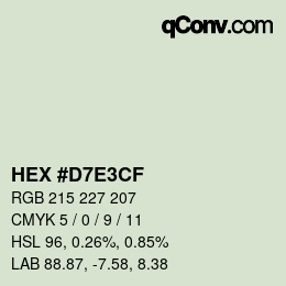 Color code: HEX #D7E3CF | qconv.com