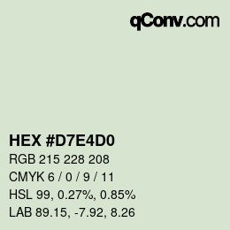 颜色代码: HEX #D7E4D0 | qconv.com