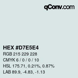 Código de color: HEX #D7E5E4 | qconv.com