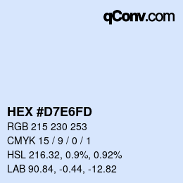 Color code: HEX #D7E6FD | qconv.com