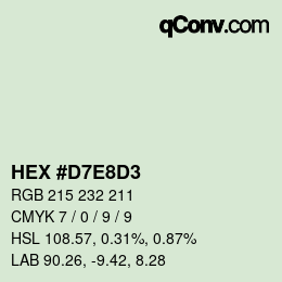 Color code: HEX #D7E8D3 | qconv.com