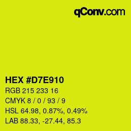 Color code: HEX #D7E910 | qconv.com