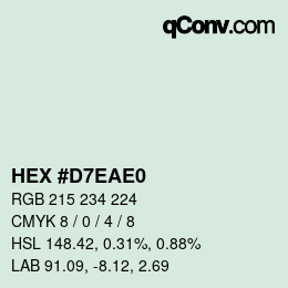 Farbcode: HEX #D7EAE0 | qconv.com