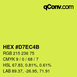 Color code: HEX #D7EC4B | qconv.com