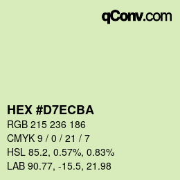 カラーコード: HEX #D7ECBA | qconv.com