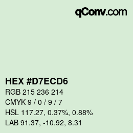 Farbcode: HEX #D7ECD6 | qconv.com