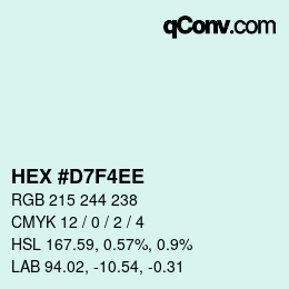 Color code: HEX #D7F4EE | qconv.com